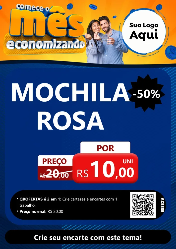 Modelo de Cartaz para Cartaz A4 Vertical com o tema Comece O Mês Economizando para Papelaria