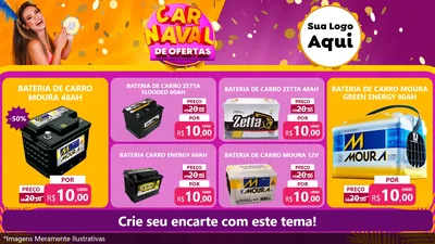 Modelo de TV para TV Horizontal com o tema Carnaval de Ofertas para Baterias Elétricas