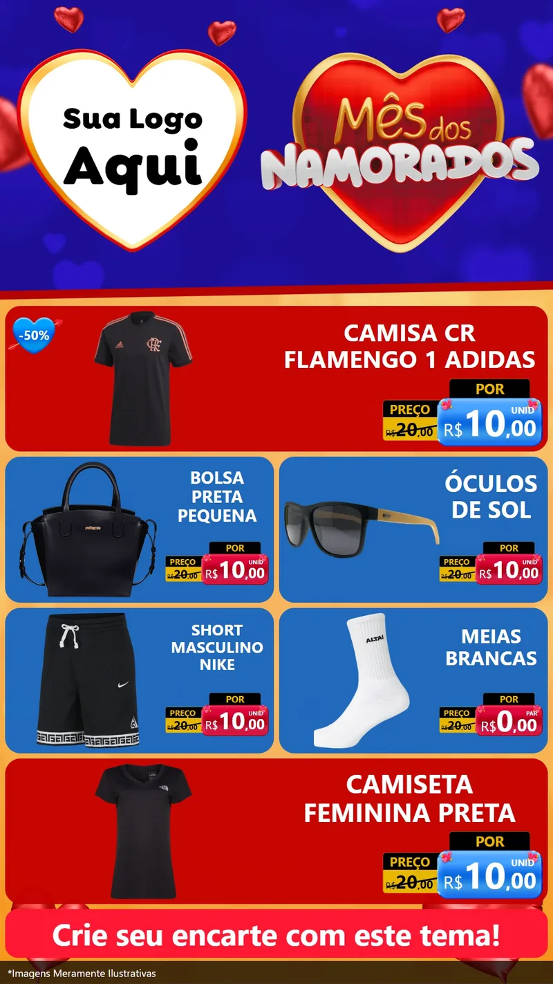 Modelo de TV para TV Vertical com o tema Mês dos Namorados para Roupas e acessórios