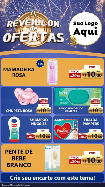 Modelo de TV para TV Vertical com o tema Réveillon de Ofertas para Bebês