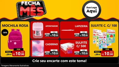 Modelo de TV para TV Horizontal com o tema Fecha Mês para Papelaria