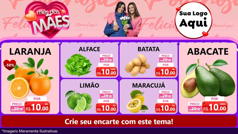 Modelo de TV para TV Horizontal com o tema Mês Das Mães para Hortifrúti