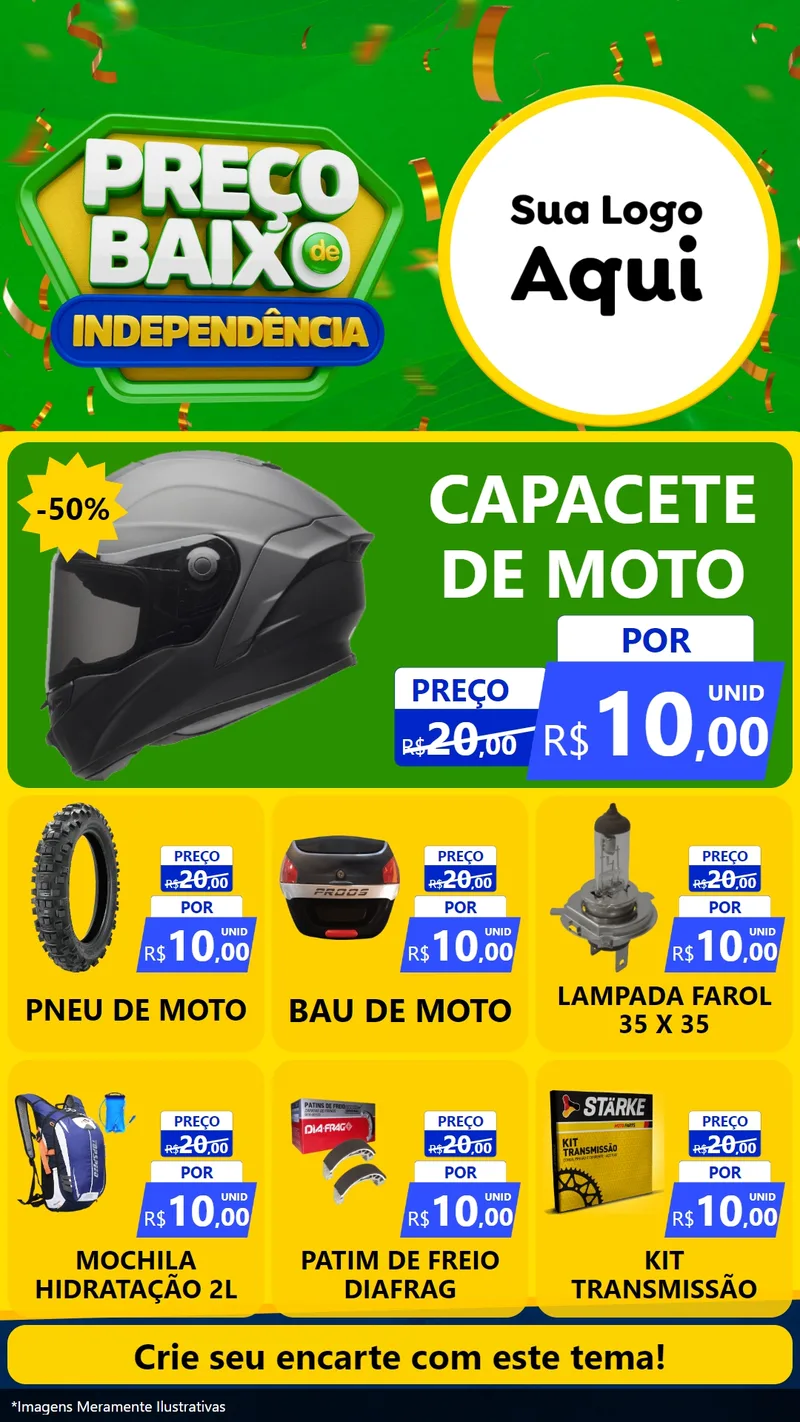Modelo de Rede Social para Stories com o tema Preço Baixo de Independência para Moto peças