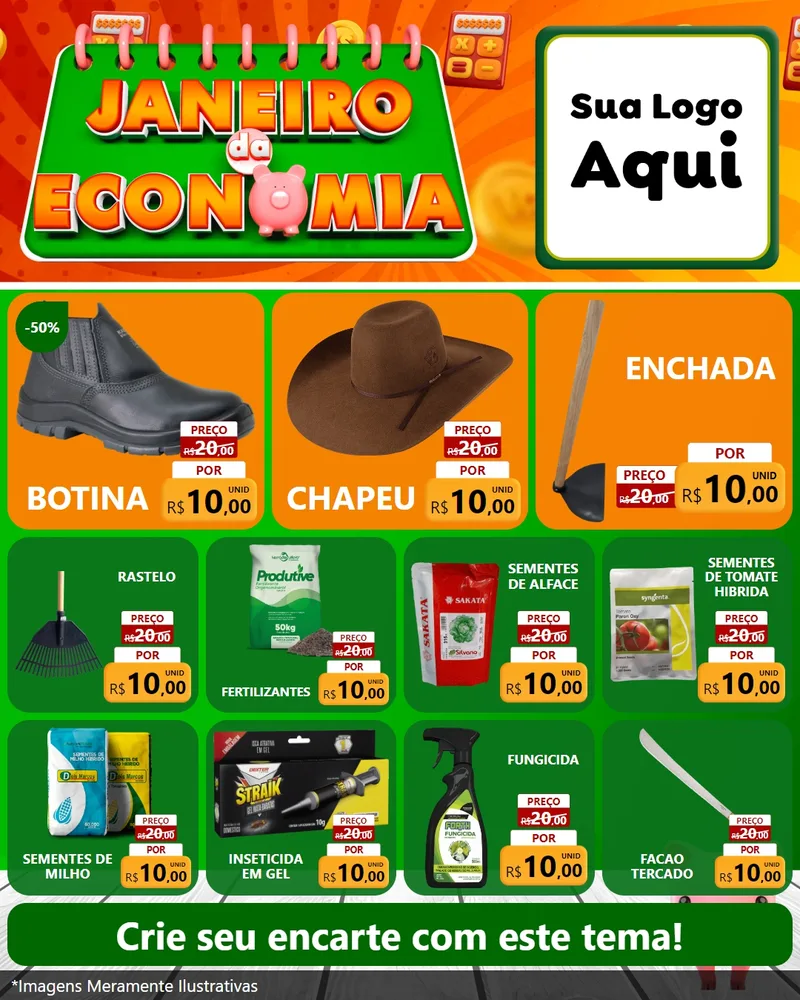 Modelo de Rede Social para Feed Instagram com o tema Janeiro da Economia para Agropecuária