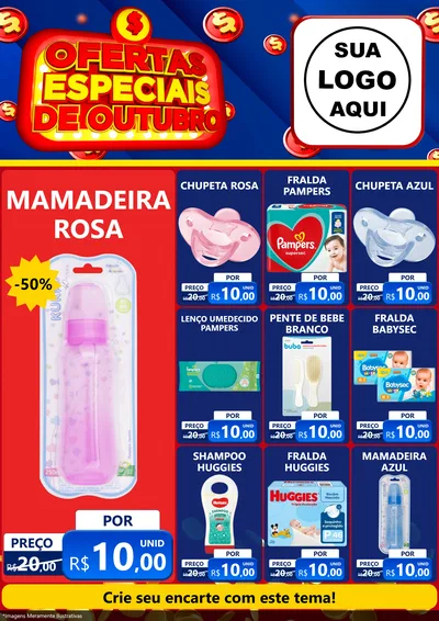 Modelo de Encarte para Encarte A4 Vertical com o tema Ofertas Especiais de Outubro para Bebês