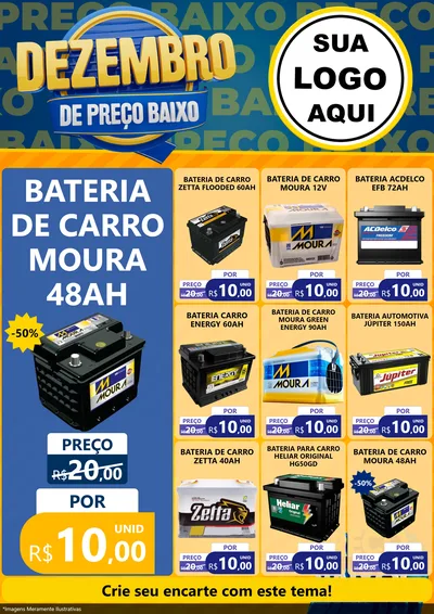 Modelo de Encarte para Encarte A4 Vertical com o tema Dezembro de Preço Baixo para Baterias Elétricas