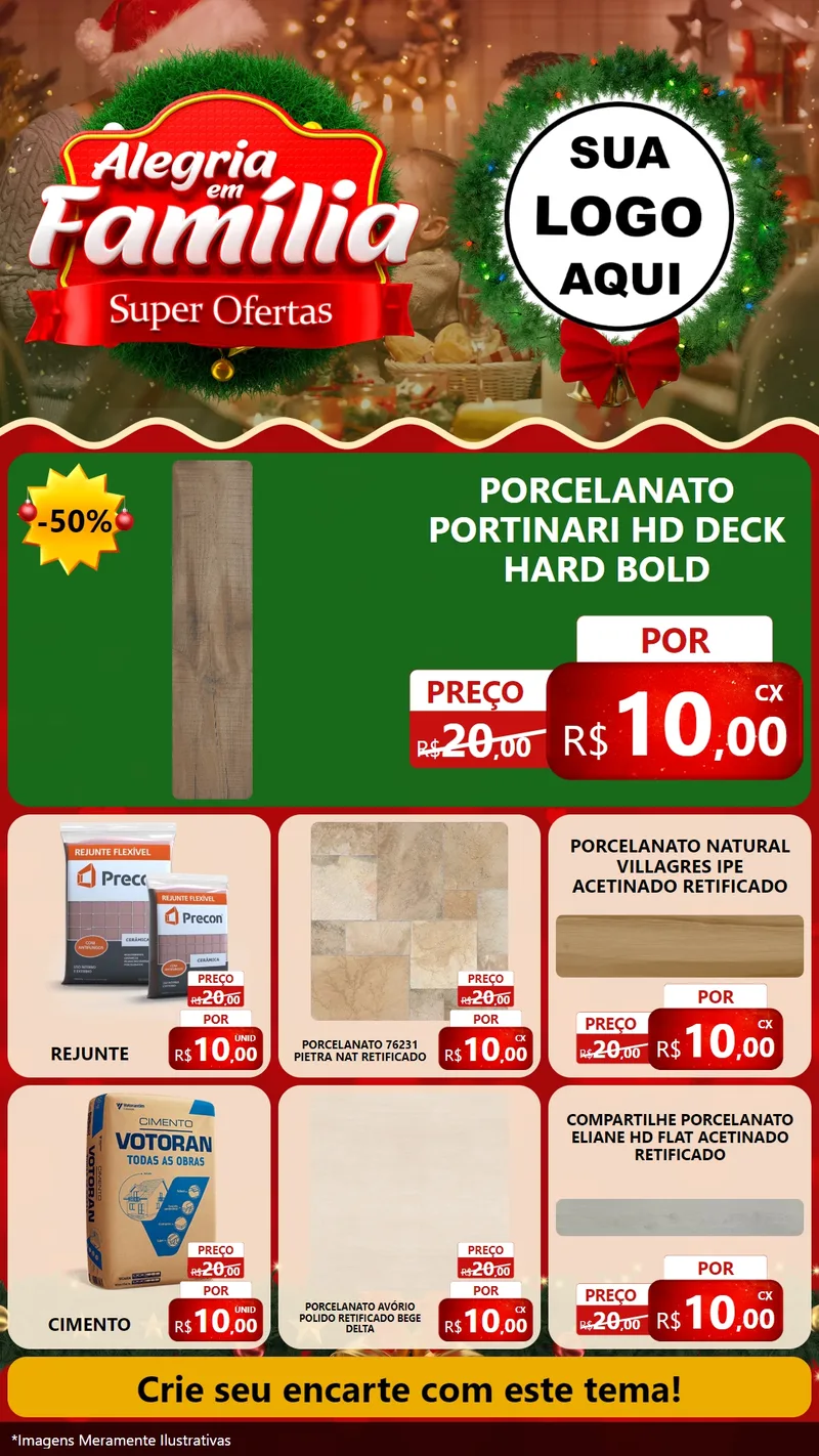 Modelo de Rede Social para Stories com o tema Alegria Em Família - Super Ofertas para Pisos e revestimentos