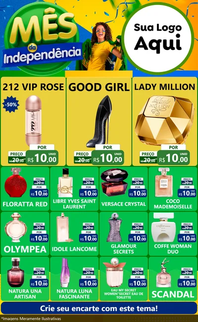 Modelo de Encarte para Encarte Grande com o tema Mês da Independência para Perfumes