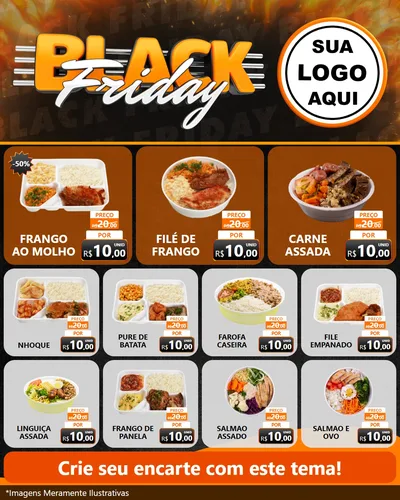Modelo de Rede Social para Feed Instagram com o tema Black Friday para Restaurante