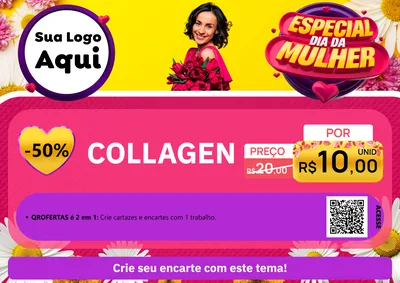 Modelo de Cartaz para Cartaz A4 Horizontal com o tema Especial Dia da Mulher para Suplementos alimentares