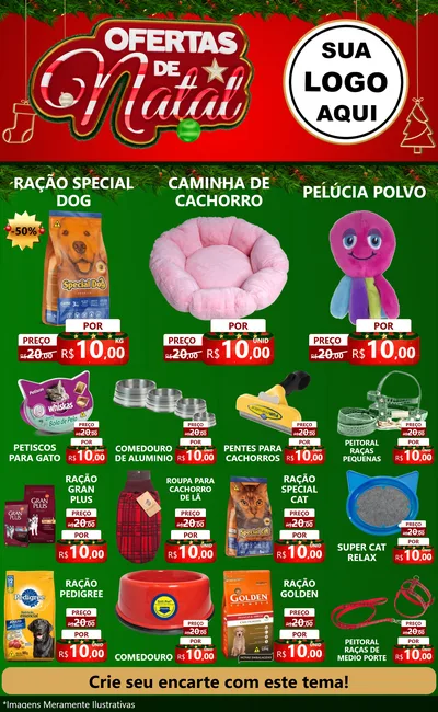 Modelo de Encarte para Encarte Grande com o tema Ofertas de Natal para Pet Shop