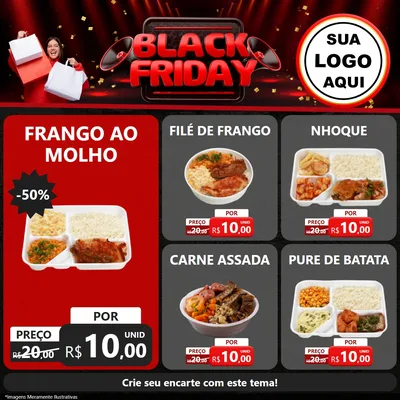 Modelo de Rede Social para Feed Facebook com o tema Black Friday para Restaurante
