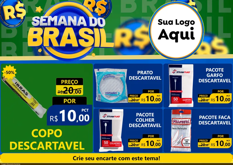 Modelo de Encarte para Encarte A4 Horizontal com o tema Semana Do Brasil para Embalagens