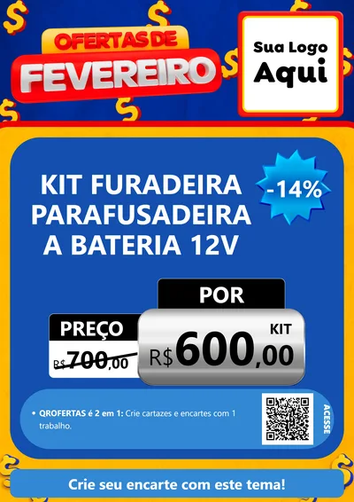 Modelo de Cartaz para Cartaz A4 Vertical com o tema Ofertas de Fevereiro para Maquinas e Ferramentas