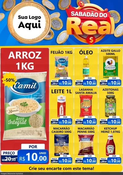 Modelo de Encarte para Encarte A4 Vertical com o tema Sabadão do Real para Supermercado