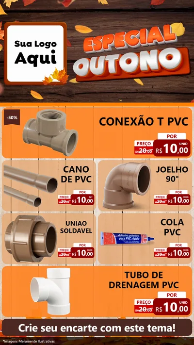 Modelo de TV para TV Vertical com o tema Especial Outono para Tubos e conexões