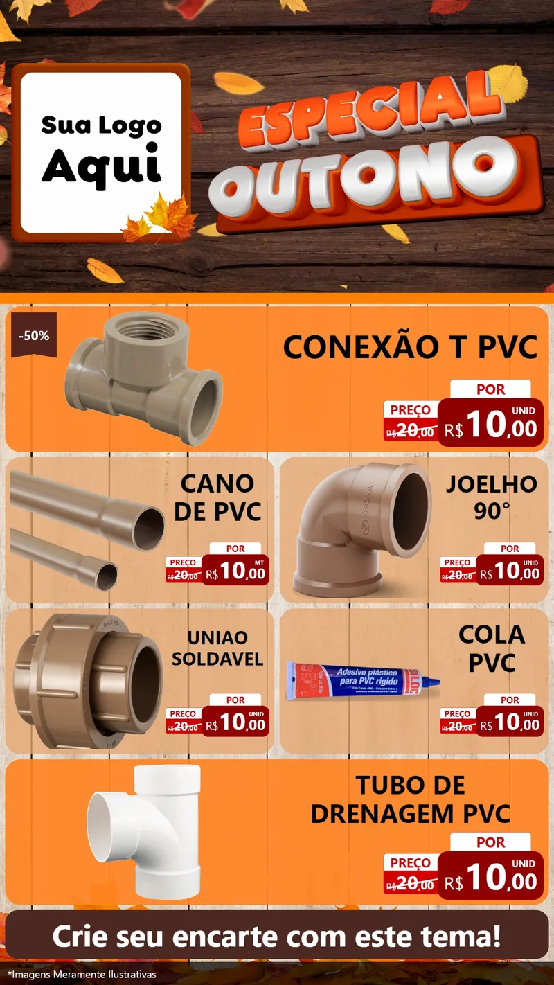 Modelo de TV para TV Vertical com o tema Especial Outono para Tubos e conexões