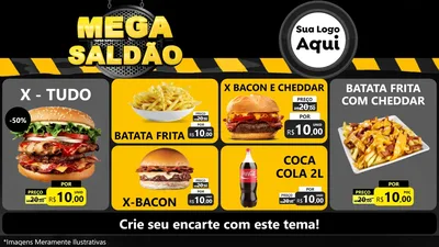 Modelo de TV para TV Horizontal com o tema Mega Saldão para Hamburgueria