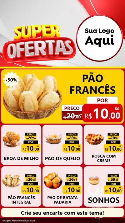 Modelo de Rede Social para Stories com o tema Super Ofertas para Padaria