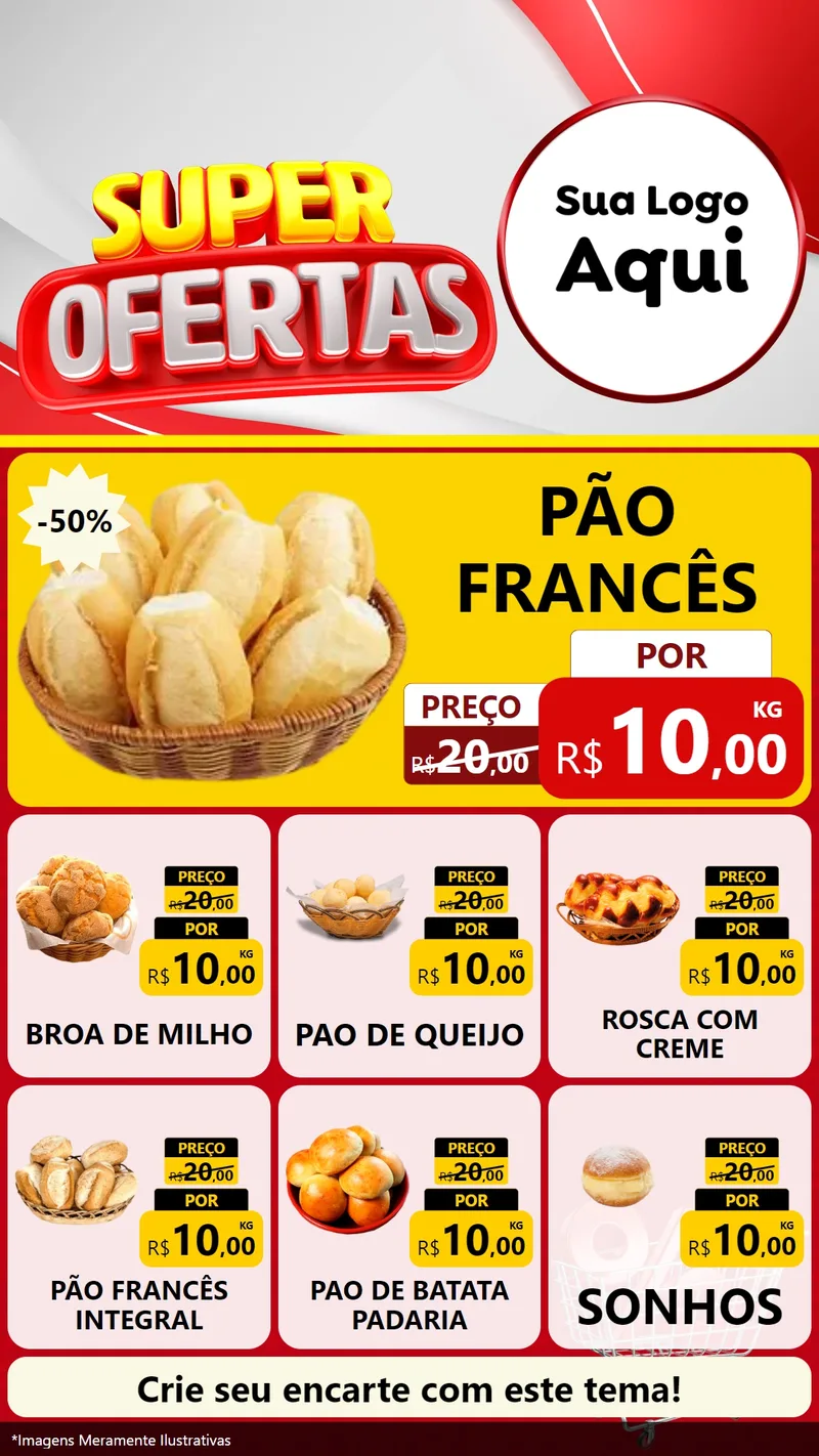 Modelo de Rede Social para Stories com o tema Super Ofertas para Padaria