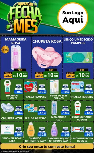 Modelo de Encarte para Encarte Grande com o tema Operação Fecha Mês para Bebês