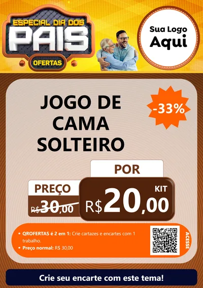 Modelo de Cartaz para Cartaz A4 Vertical com o tema Especial Dia dos Pais para Cama, Mesa e Banho
