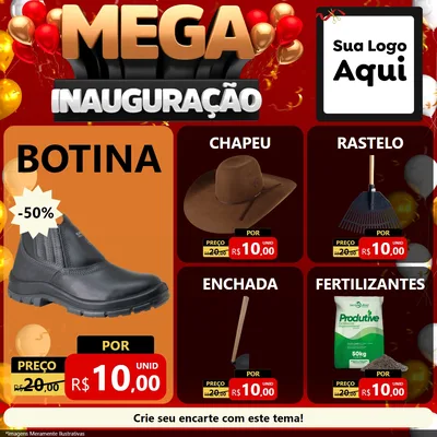 Modelo de Rede Social para Feed Facebook com o tema Mega Inauguração para Agropecuária