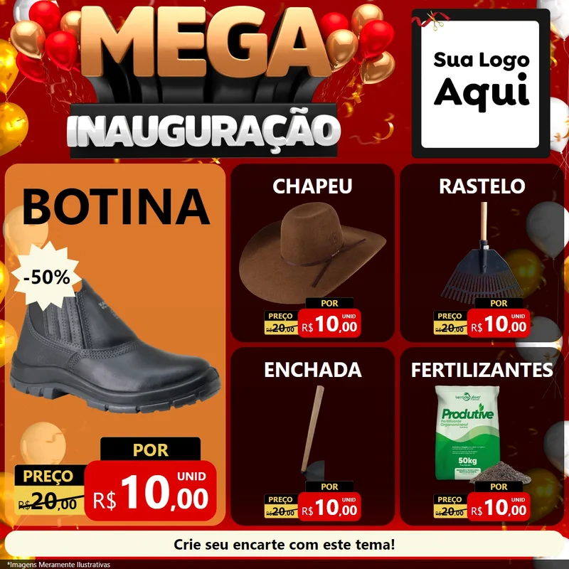 Modelo de Rede Social para Feed Facebook com o tema Mega Inauguração para Agropecuária