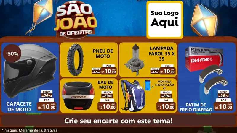 Modelo de TV para TV Horizontal com o tema São João Ofertas Imbatíveis! - Junina para Moto peças