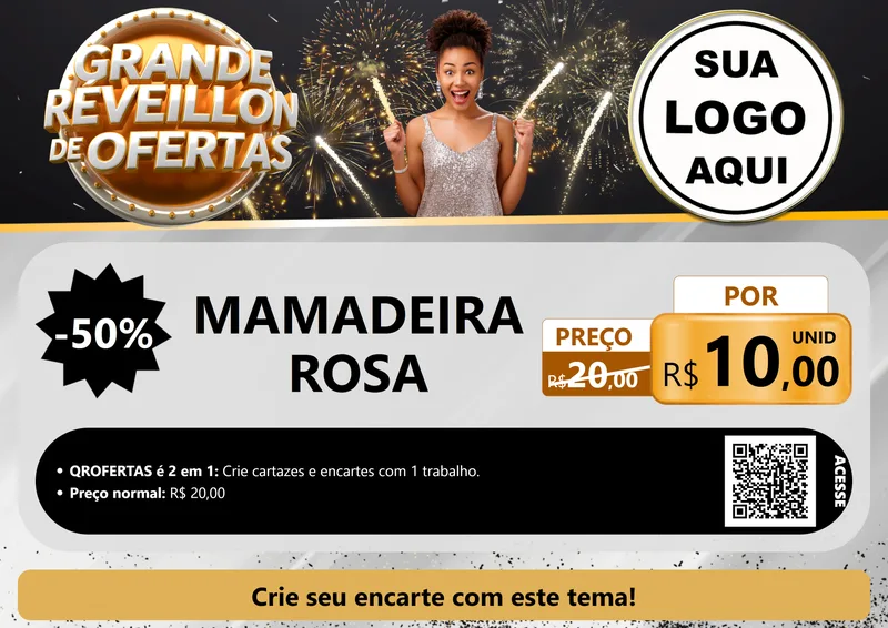Modelo de Cartaz para Cartaz A4 Horizontal com o tema Grande Réveillon de Ofertas para Bebês