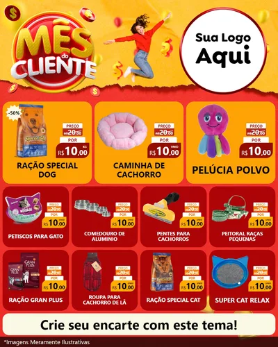 Modelo de Rede Social para Feed Instagram com o tema Mês do Cliente para Pet Shop