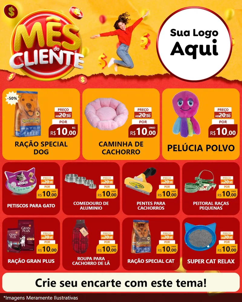 Modelo de Rede Social para Feed Instagram com o tema Mês do Cliente para Pet Shop