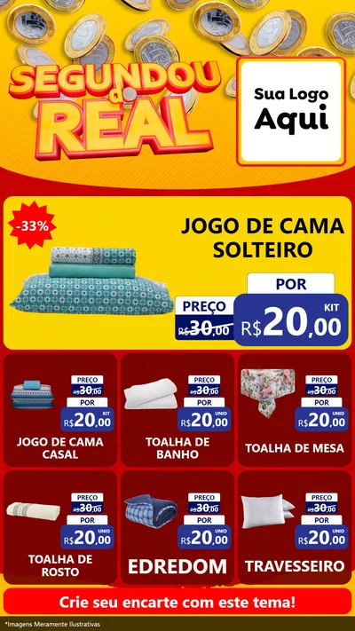 Modelo de Rede Social para Stories com o tema Segundou do Real para Cama, Mesa e Banho