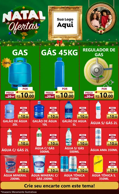 Modelo de Encarte para Encarte Grande com o tema Natal de Ofertas para Água e gás