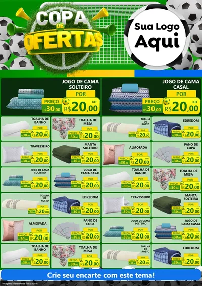 Modelo de Encarte para Encarte A4 Vertical com o tema Copa De Ofertas para Cama, Mesa e Banho