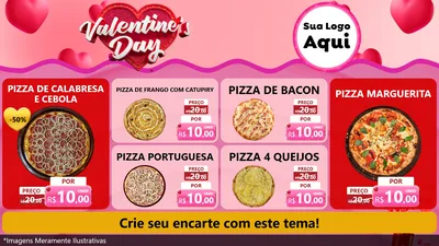 Modelo de TV para TV Horizontal com o tema Valentine's Day para Pizzaria