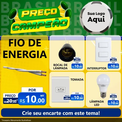 Modelo de Rede Social para Feed Facebook com o tema Preço Campeão - Copa para Materiais Elétricos