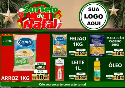Modelo de Encarte para Encarte A4 Horizontal com o tema Sorteio de Natal para Supermercado