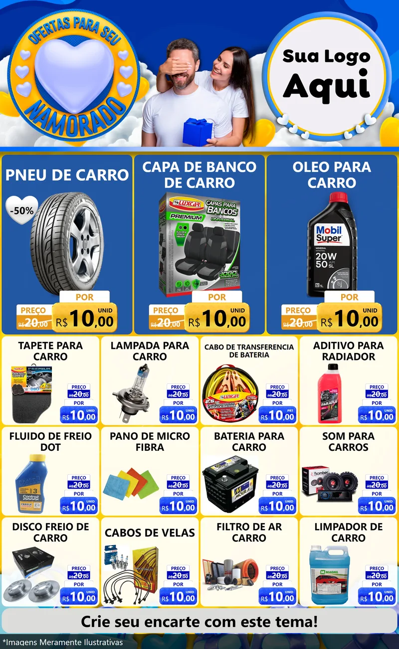 Modelo de Encarte para Encarte Grande com o tema Ofertas Para Seu Namorado para Auto peças