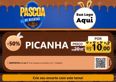 Modelo de Cartaz para Cartaz A4 Horizontal com o tema Páscoa de Ofertas para Açougue