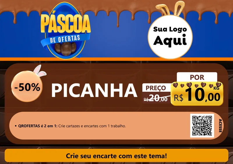 Modelo de Cartaz para Cartaz A4 Horizontal com o tema Páscoa de Ofertas para Açougue