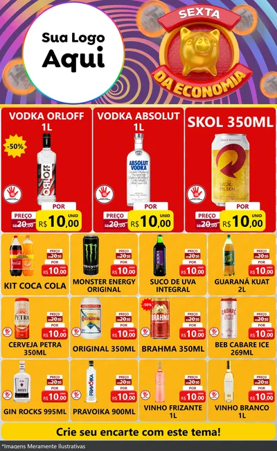 Modelo de Encarte para Encarte Grande com o tema Sexta da Economia para Distribuidora de bebidas