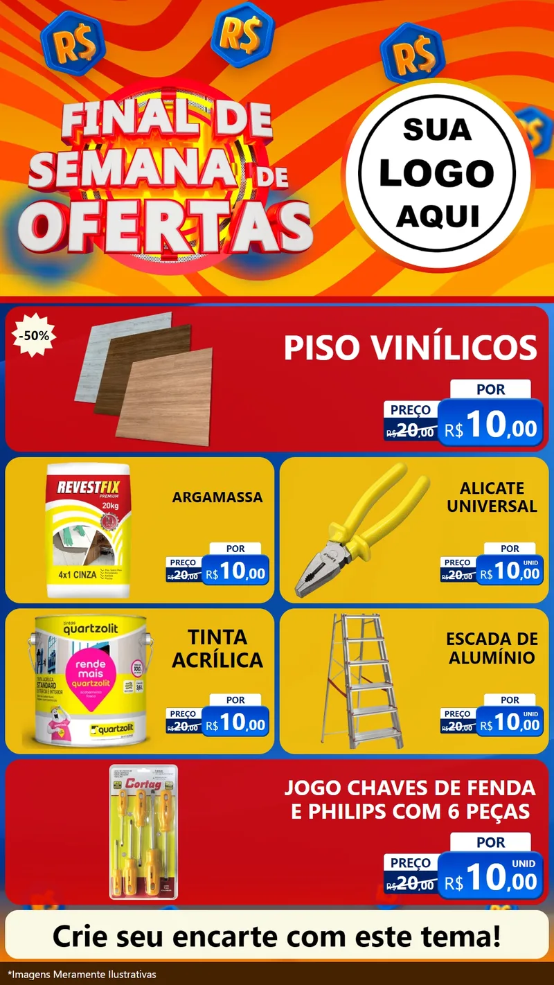 Modelo de TV para TV Vertical com o tema Final de Semana de Ofertas para Material para Construção