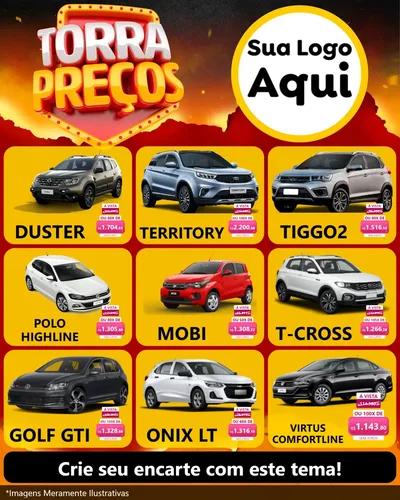 Modelo de Rede Social para Feed Instagram com o tema Torra Preços para Concessionaria de Carros