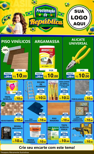 Modelo de Encarte para Encarte Grande com o tema Proclamação da República para Material para Construção