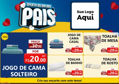 Modelo de Encarte para Encarte A4 Horizontal com o tema Oferta Do Dia Dos Pais para Cama, Mesa e Banho