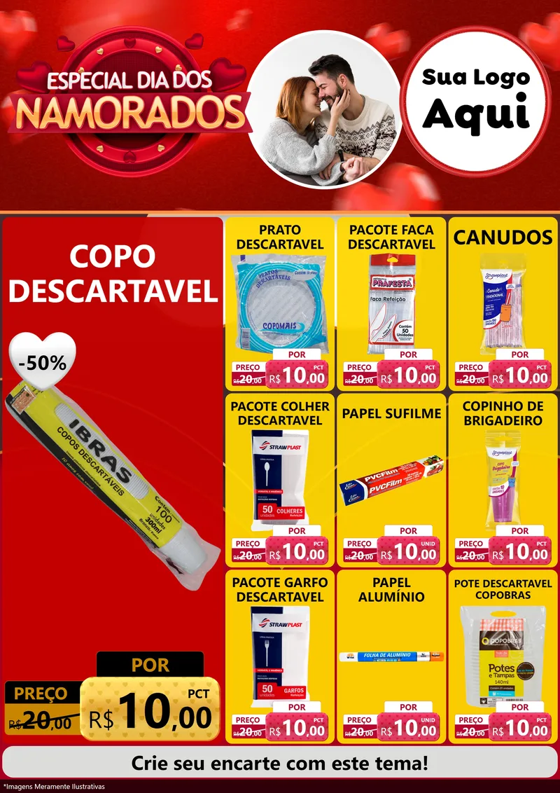 Modelo de Encarte para Encarte A4 Vertical com o tema Especial Dia Dos Namorados para Embalagens