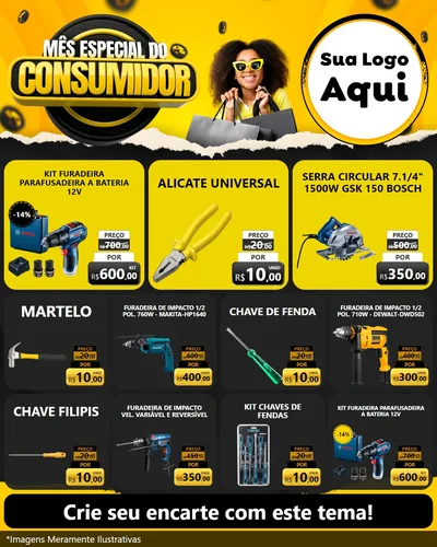 Modelo de Rede Social para Feed Instagram com o tema Mês Especial do Consumidor para Maquinas e Ferramentas