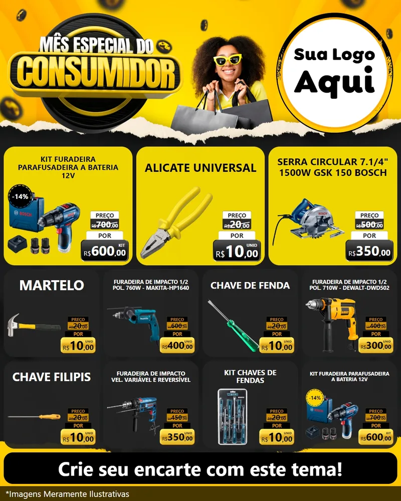 Modelo de Rede Social para Feed Instagram com o tema Mês Especial do Consumidor para Maquinas e Ferramentas