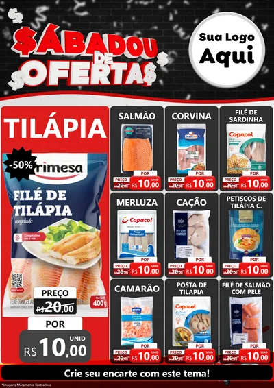 Modelo de Encarte para Encarte A4 Vertical com o tema Sabadou de Ofertas para Peixaria